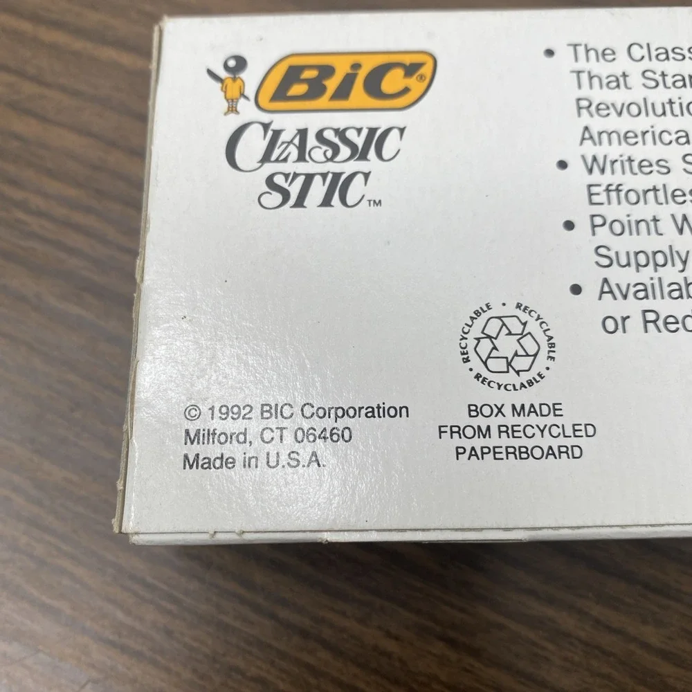 VTG 1992 BIC Classic Stic Medium Point Blue Ink Ballpoint Pens New In Package
